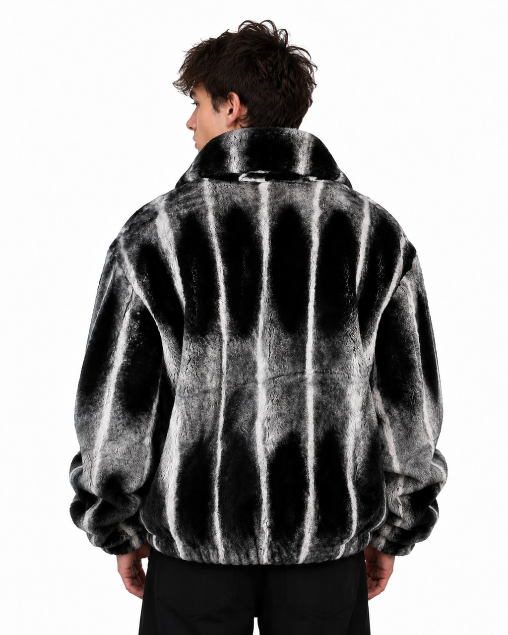 Men's Chinchilla Dyed Rex Rabbit Fur Jacket