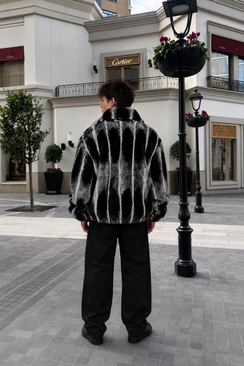Men's Chinchilla Dyed Rex Rabbit Fur Jacket