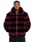 Men’s Burgundy & Black Fox Fur Jacket