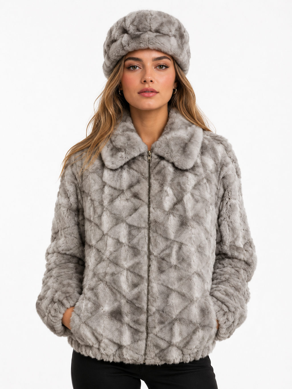 Women Rabbit Fur Bomber Jacket