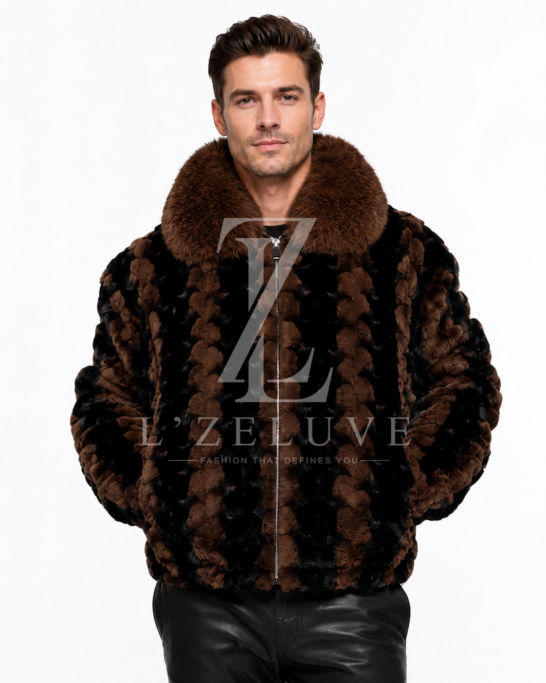 Men’s Brown & Black Mink Fur Jacket