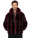 Men’s Burgundy & Black Mink Fur Jacket