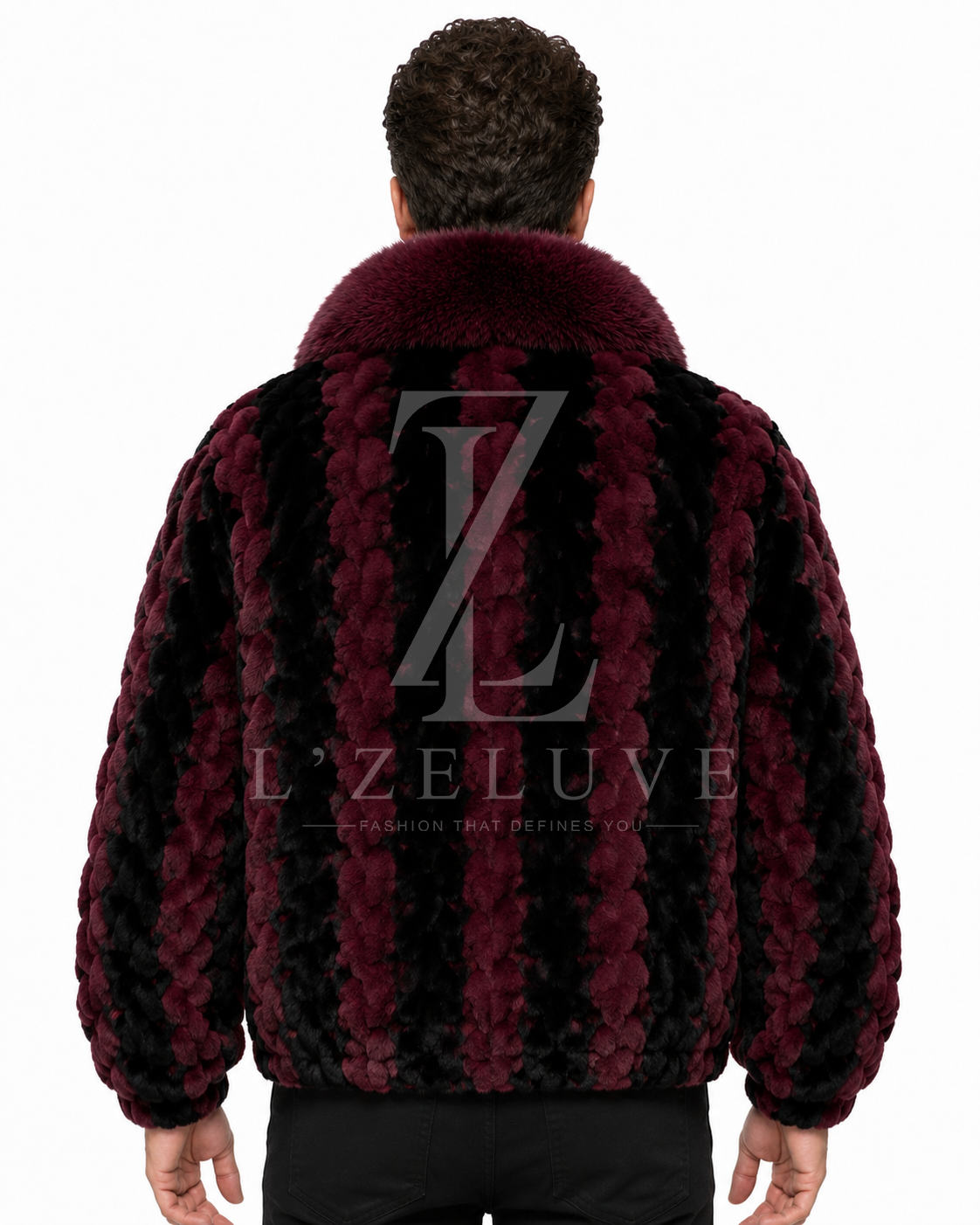 Men’s Burgundy & Black Mink Fur Jacket