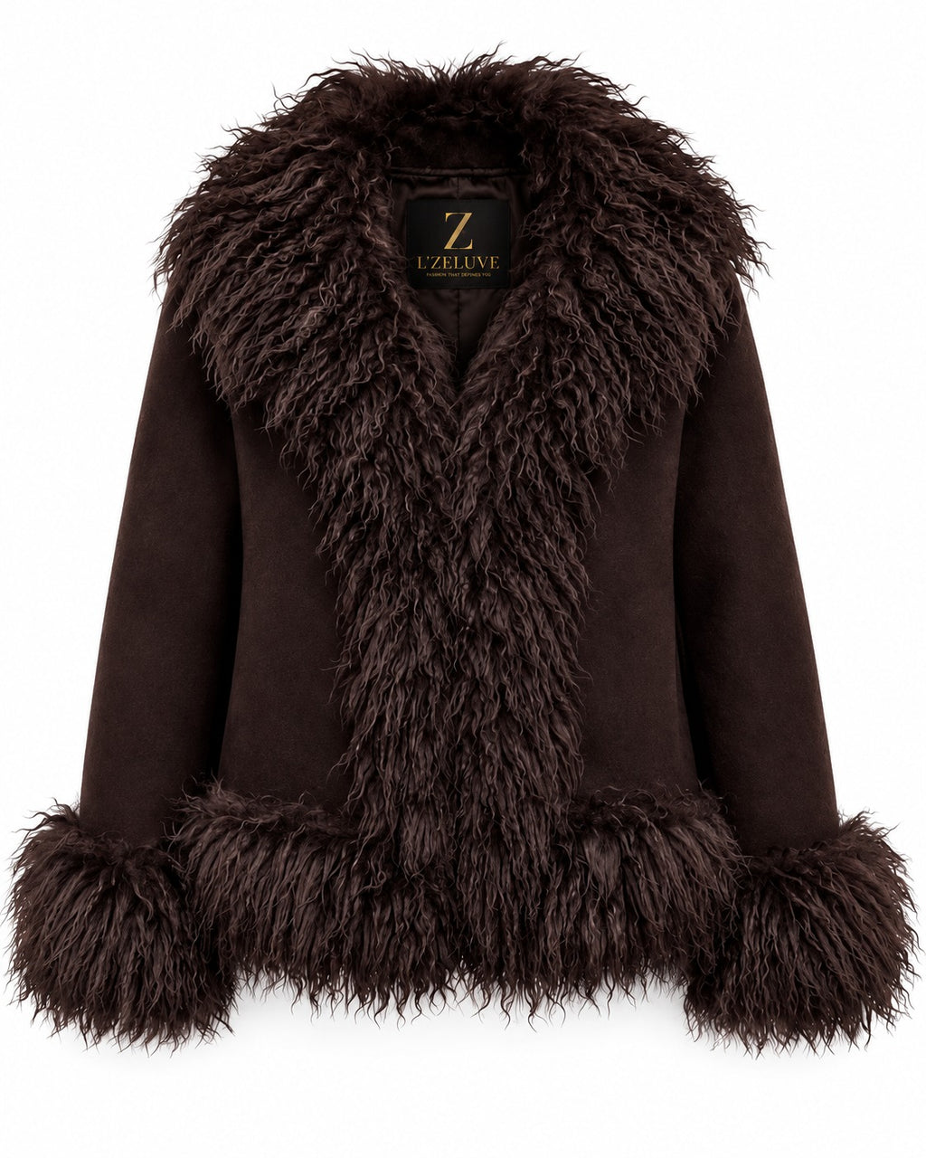 Women’s Brown Suede Mongolian Fur Jacket