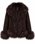 Women’s Brown Suede Mongolian Fur Jacket