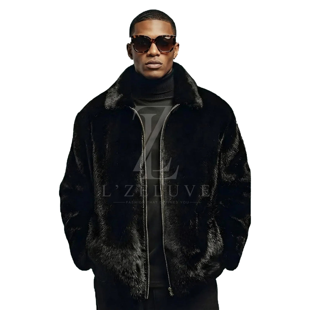 Men’s Black Mink Fur Jacket | Genuine Luxury Fur Coat